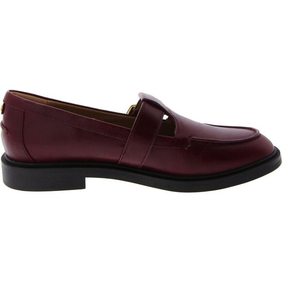 Sam Edelman Womens Burgundy Leather Rounded Toe Ankle Buckle Elaina Loafer - Picture 2 of 3
